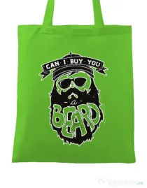 Sacosa din panza Can i buy you a beard Verde mar