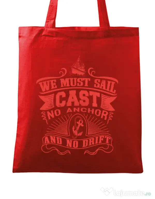 Sacosa din panza Cast no anchor Rosu