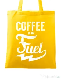 Sacosa din panza Coffee is my fuel Galben