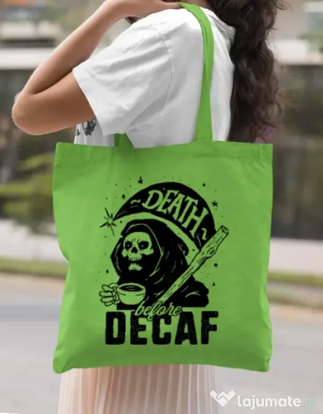 Sacosa din panza Decaf Verde mar