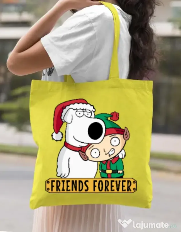 Sacosa din panza Friends forever Galben