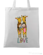 Sacosa din panza Giraffes love Alb