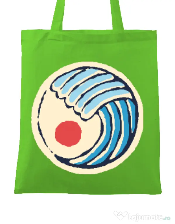Sacosa din panza Great wave Verde mar