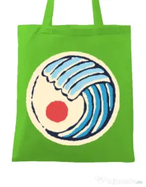 Sacosa din panza Great wave Verde mar