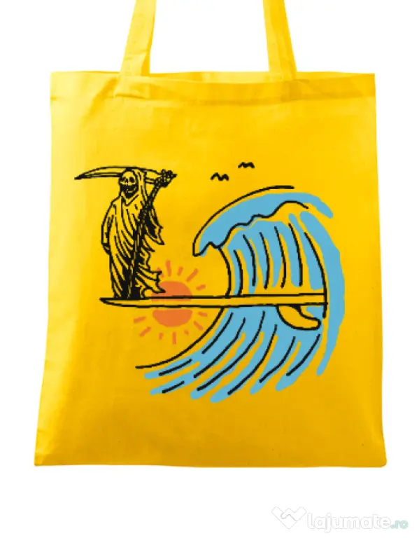 Sacosa din panza Grim surfer Galben