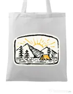 Sacosa din panza Hand drawn camp Alb