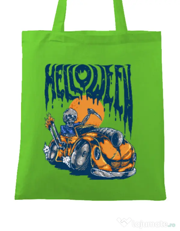 Sacosa din panza Hello ween Verde mar