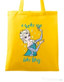 Sacosa din panza I woke up like Elsa Galben
