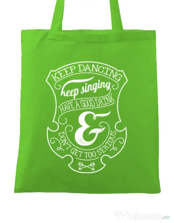 Sacosa din panza Keep dancing Verde mar