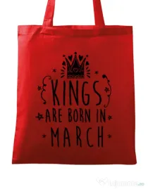 Sacosa din panza Kings are born in March Rosu
