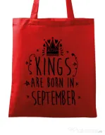Sacosa din panza Kings are born in September Rosu