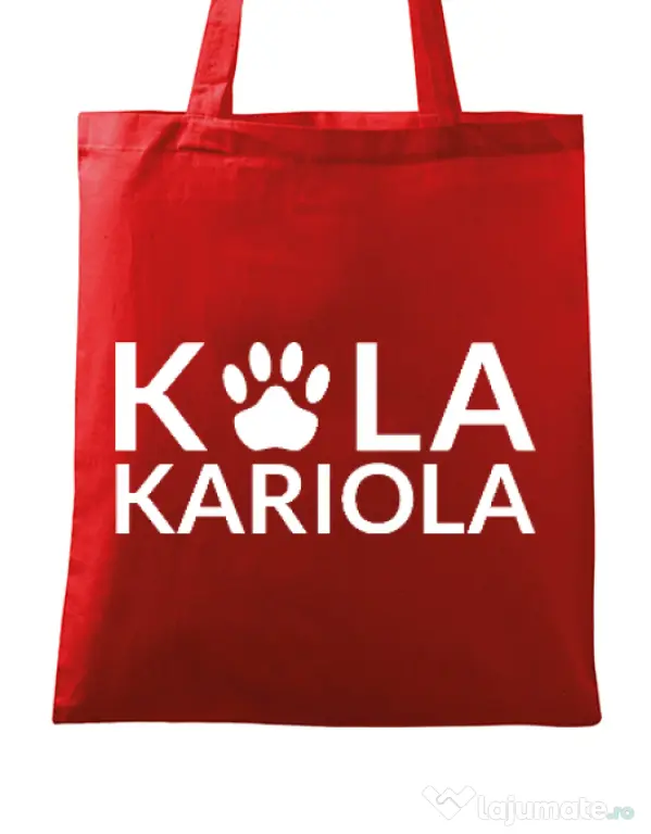 Sacosa din panza Logo Kola Alb Rosu