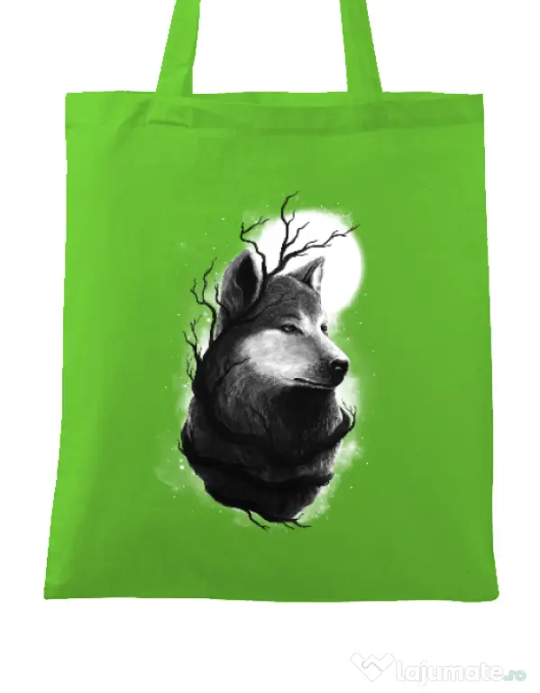 Sacosa din panza Night wolf Verde mar