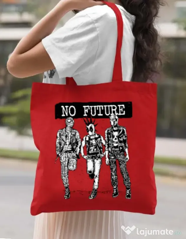 Sacosa din panza No future Rosu