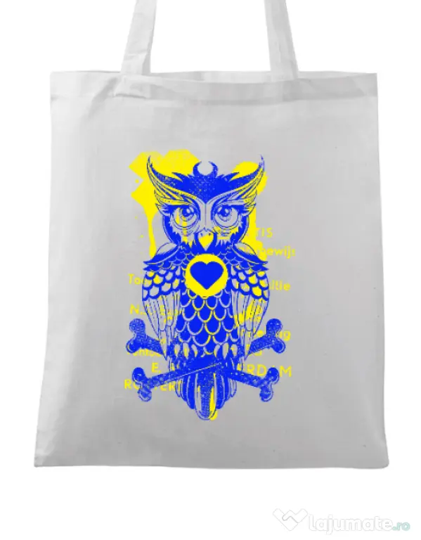 Sacosa din panza Owl Alb