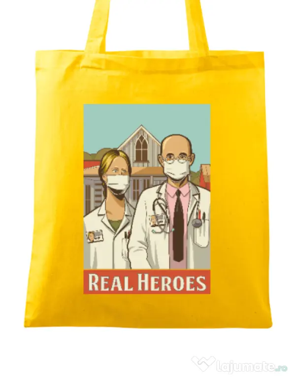 Sacosa din panza Real heroes Galben