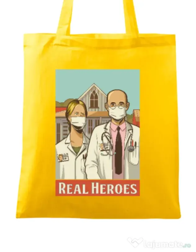 Sacosa din panza Real heroes Galben