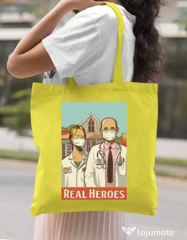 Sacosa din panza Real heroes Galben