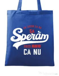 Sacosa din panza Sa speram ca nu Albastru regal