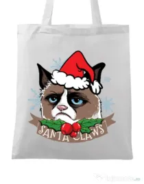 Sacosa din panza Santa Claws Alb