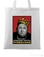 Sacosa din panza Straight outta Pyongyang Alb