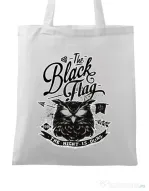 Sacosa din panza The black flag owl Alb