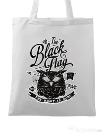 Sacosa din panza The black flag owl Alb