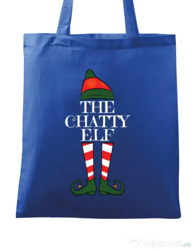 Sacosa din panza The chatty elf Albastru regal