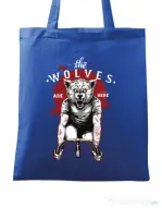 Sacosa din panza The wolves are here Albastru regal