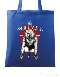 Sacosa din panza The wolves are here Albastru regal