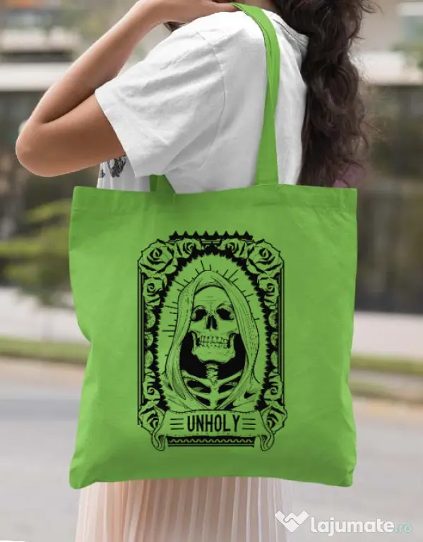 Sacosa din panza Unholy Verde mar