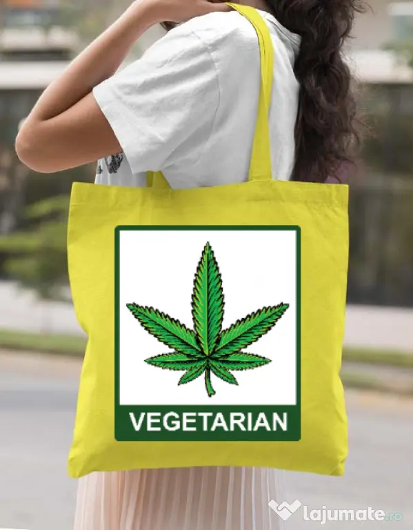 Sacosa din panza Vegetarian Galben