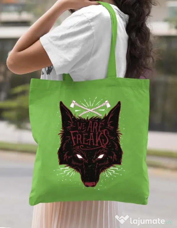 Sacosa din panza We are freaks Verde mar