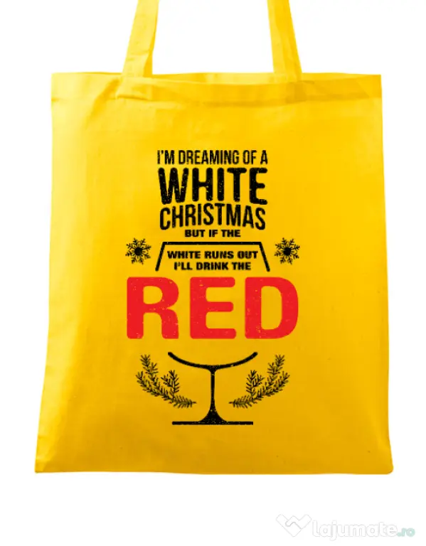Sacosa din panza White Christmas Galben