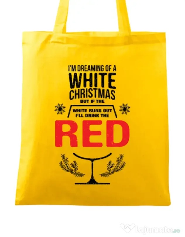 Sacosa din panza White Christmas Galben