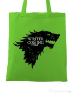 Sacosa din panza Winter is coming Stark Verde mar