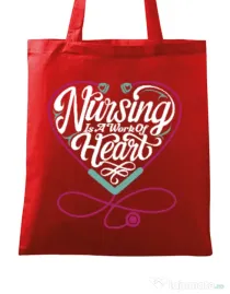 Sacosa din panza Work of heart Rosu