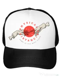 Sapca personalizata Physical distance Alb