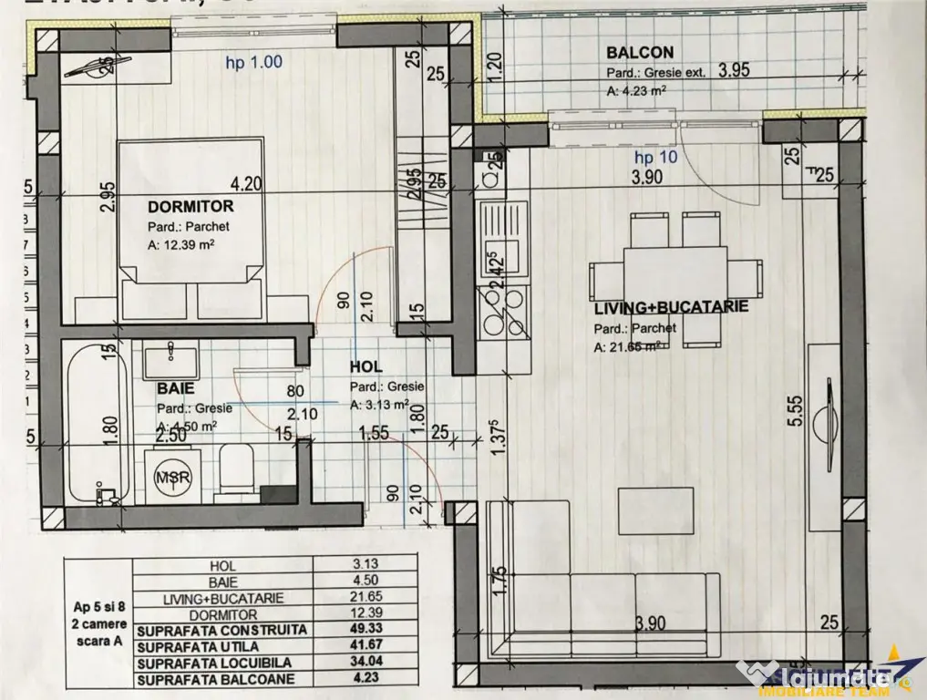 Apartament nou, mobilat si utilat modern, cu loc de parcare