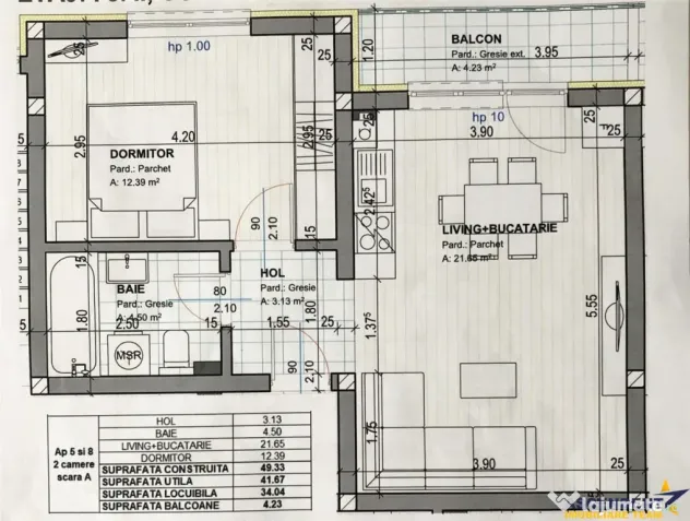 Apartament nou, mobilat si utilat modern, cu loc de parcare