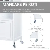 HOMCOM Carucior de Bucătărie Mobil cu Roti Suport Pahare și Sticle din Bambus Spațiu de Depozitare Eficient | Aosom Romania 