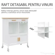 HOMCOM Carucior de Bucătărie Mobil cu Roti Suport Pahare și Sticle din Bambus Spațiu de Depozitare Eficient | Aosom Romania 