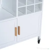 HOMCOM Carucior de Bucătărie Mobil cu Roti Suport Pahare și Sticle din Bambus Spațiu de Depozitare Eficient | Aosom Romania 