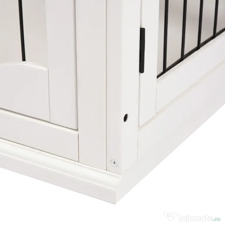 PawHut Casuta pentru Caini de Interior, Canisa pentru Animale din Lemn si Metal cu Usa Dubla, 58,5 x 81 x 66 cm, Alba | Aosom Romania