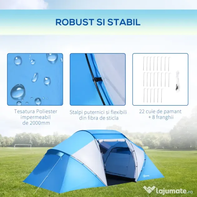 Outsunny Cort Spatios de Camping pentru 6 Persoane, Ușor de Asamblat, 460x230x195cm | Aosom Romania