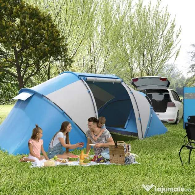Outsunny Cort Spatios de Camping pentru 6 Persoane, Ușor de Asamblat, 460x230x195cm | Aosom Romania