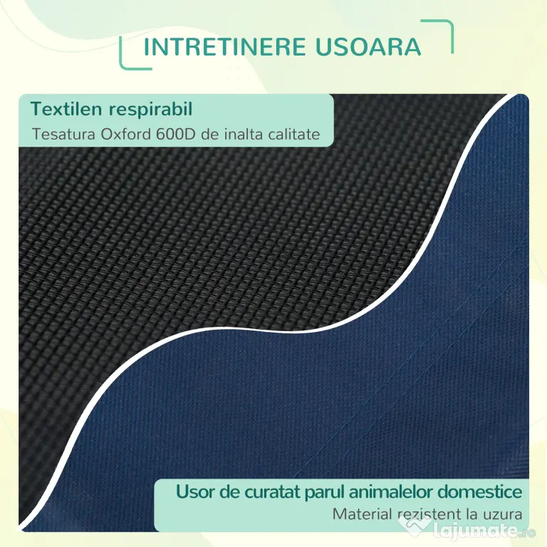 Pat Confortabil pentru Câinișori PawHut, Design Modern, Albastru și Negru, 76x61x18cm | Aosom Romania