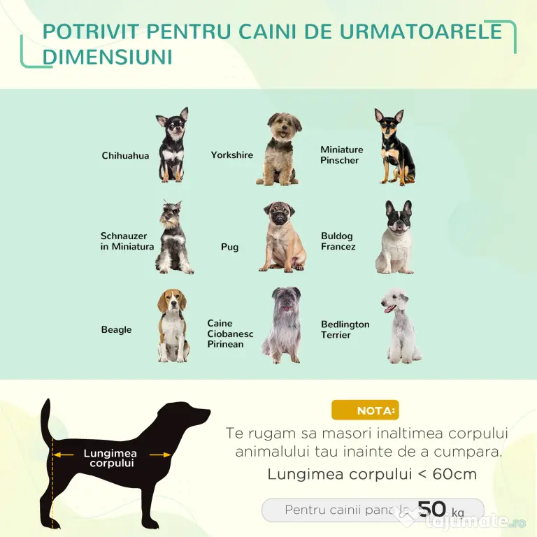 Pat Confortabil pentru Câinișori PawHut, Design Modern, Albastru și Negru, 76x61x18cm | Aosom Romania