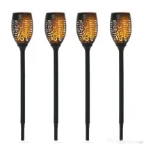 Outsunny Set 4 Lămpi LED de Exterior cu Energie Solară și Țăruși, Ø12x72 cm, Negru | Aosom Romania