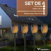 Outsunny Set 4 Lămpi LED de Exterior cu Energie Solară și Țăruși, Ø12x72 cm, Negru | Aosom Romania 